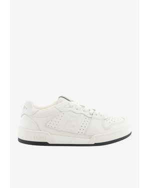 Fendi Match Leather Low-Top Sneakers - White
