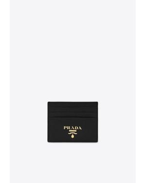 Prada Metal Logo Leather Cardholder - White