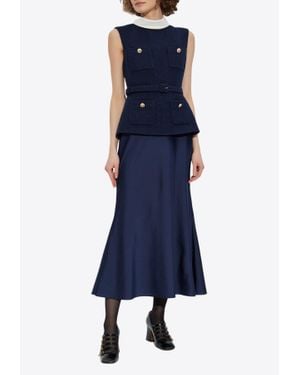 Self-Portrait Boucle Sleeveless Midi Dress - Blue