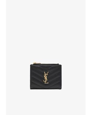 Saint Laurent Cassandre Matelassé Bi-Fold Wallet - White