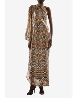 Taller Marmo The Glaum Sequined Dress With Scarf - Natural