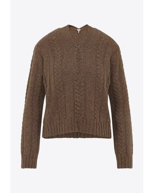 Loewe Cable-Knit Wool Jumper - Brown