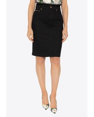 Dolce & Gabbana Logo Plaque Denim Skirt - Black
