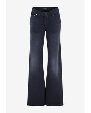 Balenciaga Curved-Waist Flared Pants - Blue