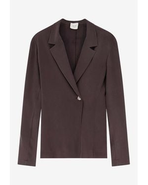 Alysi Single-Breasted Satin Blazer - Brown