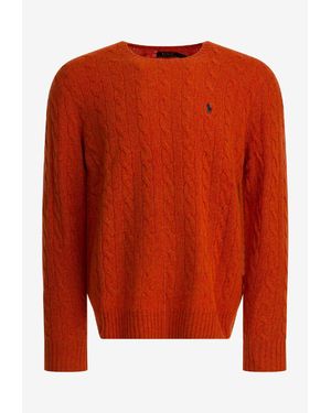 Polo Ralph Lauren Cable Knit Pony Wool Jumper - Orange