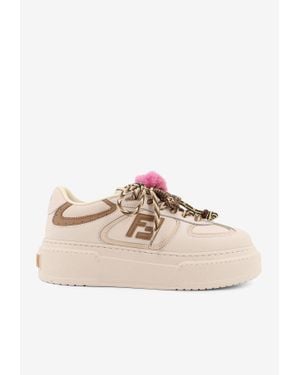 Fendi Match Platform Sneakers With Charm - Natural