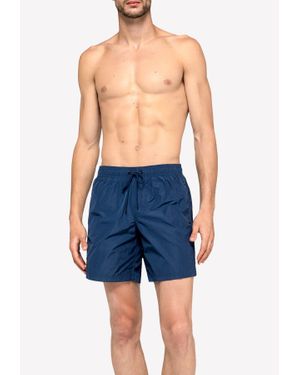 Sundek Stretch Waist Mid-Length Swim Trunks - Blue