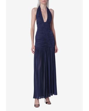 Christopher Esber Orion Ruched Halterneck Maxi Dress - Blue