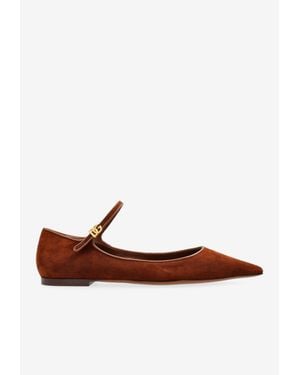Dolce & Gabbana Cardinale Suede And Nappa Leather Flats - White