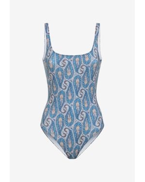 Etro Paisley Print Backless One-Piece - Blue