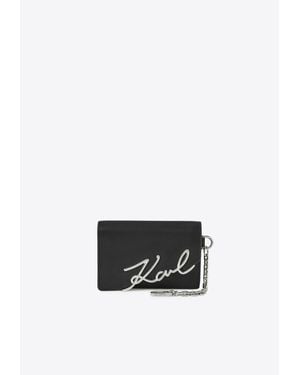 KARL LAGERFELD K/Signature Leather Cardholder - White
