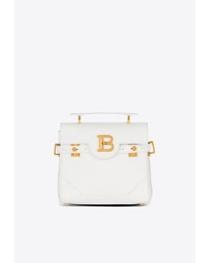 Balmain B-Buzz 23 Grained Leather Top Handle Bag - White