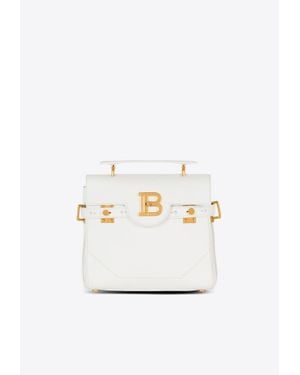 Balmain B-Buzz 23 Grained Leather Top Handle Bag - White