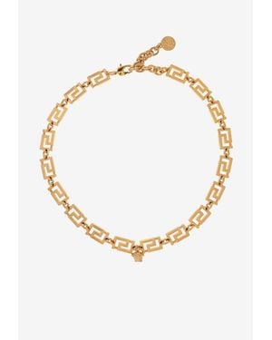 Versace Greca Medusa Pendant Necklace - White