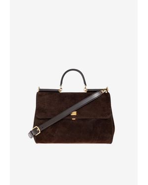 Dolce & Gabbana My Sicily Suede Top Handle Bag - Brown