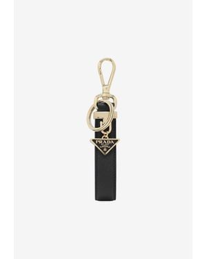 Prada Saffiano Leather Triangle Keyring - White