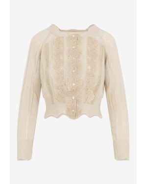 Ermanno Scervino Open-Knit Cropped Cardigan - Natural