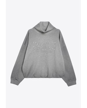 Acne Studios Logo Print Fleece Sweatshirt - Grey
