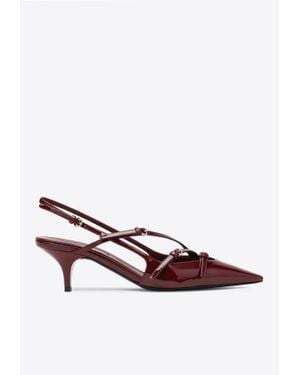 Miu Miu 55 Patent Leather Slingback Pumps - Brown