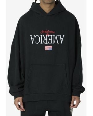 Willy Chavarria Welcome To America Oversized Hoodie - Black
