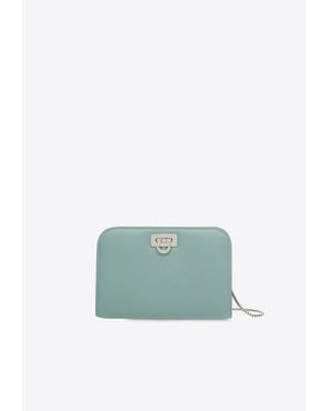 Ferragamo Mini Diana Leather Clutch Bag - Green
