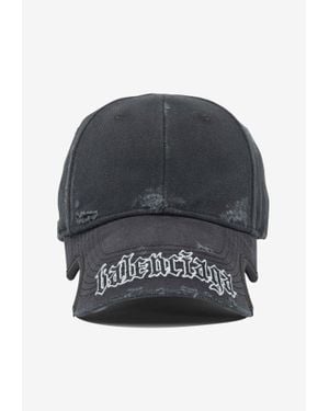 Balenciaga Distressed Logo Cap - Gray