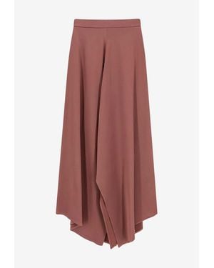 Alysi Asymmetric Flared Skirt - Brown