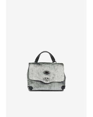 Zanellato Baby Postina Flaky Metallic Leather Handbag - Grey