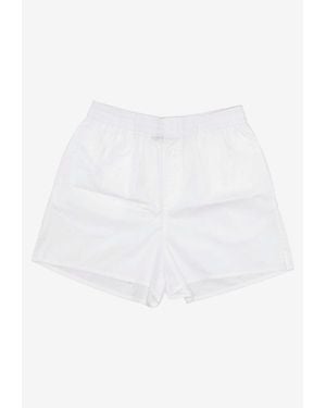 LA ROSE Button-Up Mini Shorts - White