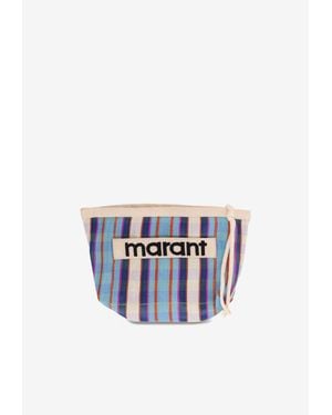 Isabel Marant Powden Striped Clutch - White