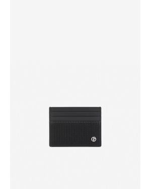 Giorgio Armani Logo Plaque Textured Leather Cardholder - White