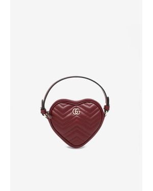 Gucci Mini Gg Marmont Heart-Shaped Handbag - Red