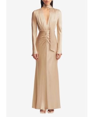 Shona Joy La Lune Plunged Maxi Dress - Natural