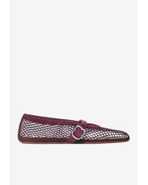 Alaïa Fishnet Ballet Flats - Red