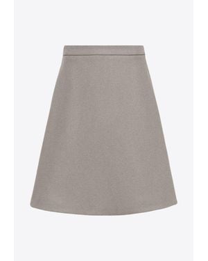 Ami Paris Flared Knitted A-Line Skirt - Grey