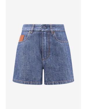 Fendi Zip Utility Denim Shorts - Blue