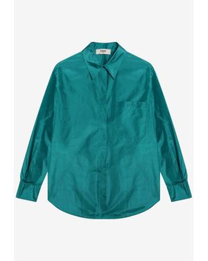 Fendi Long-Sleeved Silk Shirt - Green