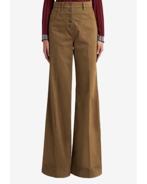Etro Flared Denim Jeans With Pegaso Buttons - Brown