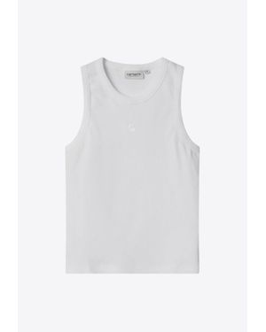 Carhartt Philips Ribbed Knit Logo Tank Top - White