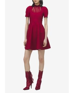 McQueen Lace-Panel Mini Flared Dress