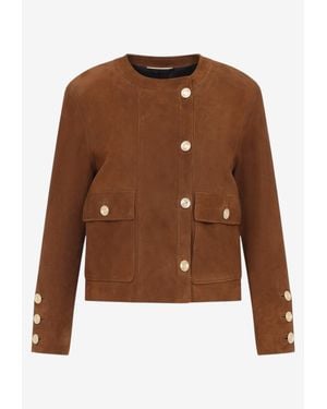 Saint Laurent Suede Leather Blazer - Brown