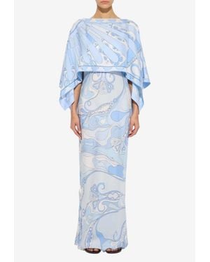 PUCCI Orchidee And Soleil Print Maxi Kaftan Dress - Blue
