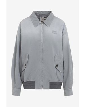 Miu Miu Oversized Faded Zip-Up Jacket - Grey