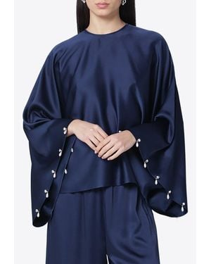 Stella McCartney Pearl-Embellished Crewneck Top - Blue