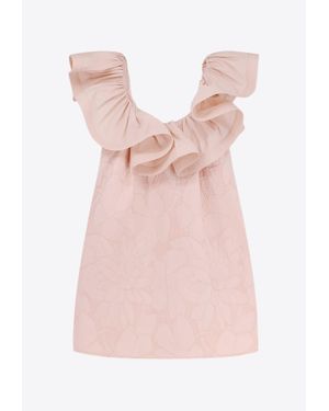 Elisabetta Franchi Floral Jacquard Ruffled Mini Dress - Pink