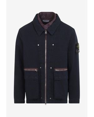 Stone Island Zip-Up Field Jacket - Blue