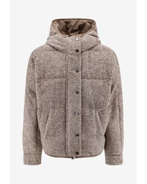 Brunello Cucinelli Reversible Wool And Silk Puffer Jacket - Grey