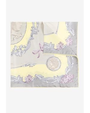 Versace Large Cameo Silk Foulard - White