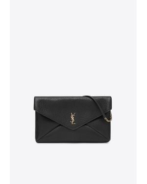 Saint Laurent Xxl Cassandre Envelope Clutch Bag - Black